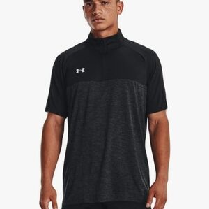 Under Armour Mens Size Small Locker Jacquard Short Sleeve 1/4 Zip Black Shirt